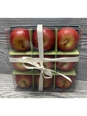 Set of 9 Red Apple Shaped Mini Candles 2” Boxed Target New Old Stock